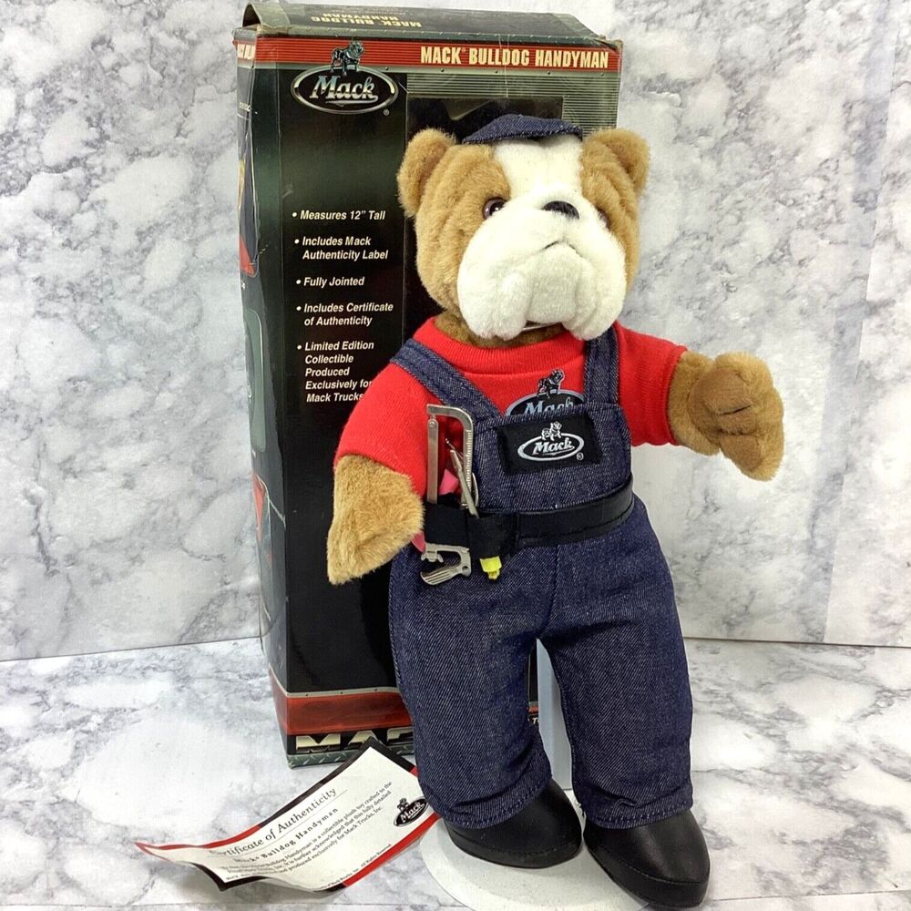Mack Truck Bulldog Handyman Plush Toy Original Box Stand COA